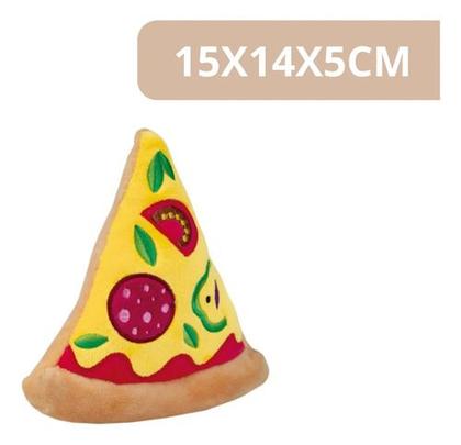 Imagem de Brinquedo Pet Mor Pizza Pelúcia Mordedor Cães Gatos Amarelo Pizza
