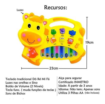 Imagem de Brinquedo Pianinho Vaquinha Musical Baby Infantil Som de Animais.