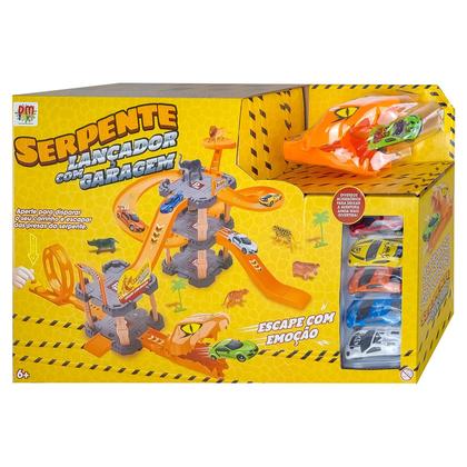 Imagem de Brinquedo Pista Serpente Com Looping Lançador Com 6 Carrinhos E Acessórios Animais Dm Toys