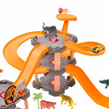 Imagem de Brinquedo Pista Serpente Com Looping Lançador Com 6 Carrinhos E Acessórios Animais Dm Toys