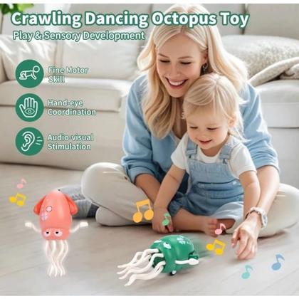 Imagem de Brinquedo Polvo Dançante com Luz Som Sensor de Movimento Diversão Sensorial Habilidade Motora