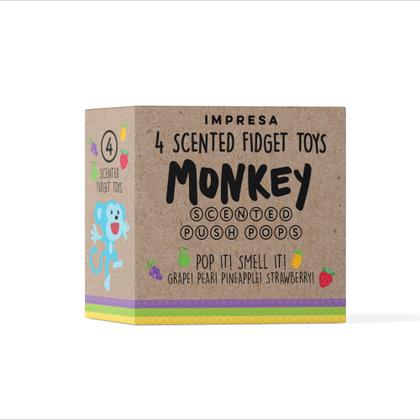 Imagem de Brinquedo Push Pop Monkey Bubble Fidget, pacote com 4 pacotes com aroma de frutas