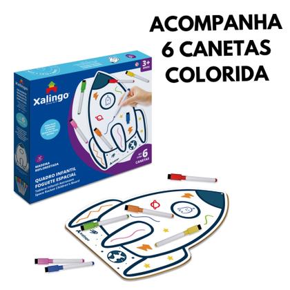 Imagem de Brinquedo Quadro Infantil Foguete Espacial com 6 canetas coloridas- Xalingo 12976