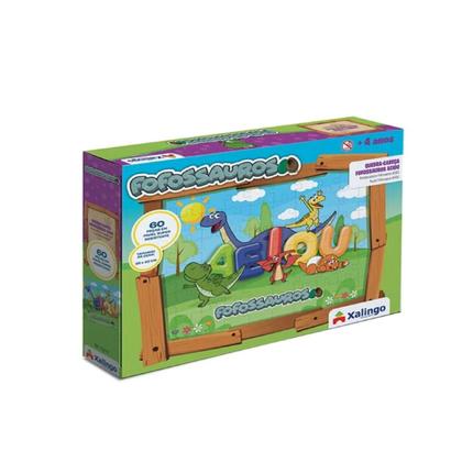 Imagem de Brinquedo Quebra-cabeça Cartão Fofossauros Aeiou 60 peças 32x22cm Xalingo - 16298