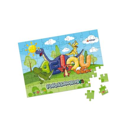 Imagem de Brinquedo Quebra-cabeça Cartão Fofossauros Aeiou 60 peças 32x22cm Xalingo - 16298