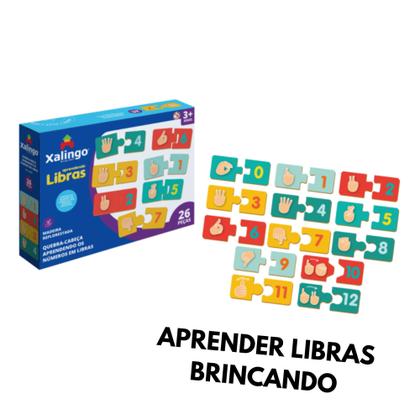 Imagem de Brinquedo Quebra-Cabeça Didático Infantil Aprendendo os Números em Libras - 26 peças - Xalingo 12898