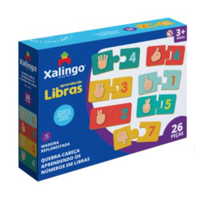 Imagem de Brinquedo Quebra-Cabeça Didático Infantil Aprendendo os Números em Libras - 26 peças - Xalingo 12898