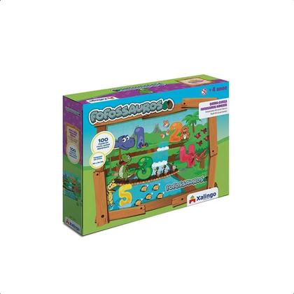 Imagem de Brinquedo Quebra-Cabeça Fofossauros 100 peças 36x24 cm Cena Cartão Números Educativo Xalingo - 16287
