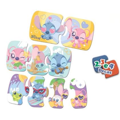 Imagem de Brinquedo quebra cabeça progressivo educativo stitch 2 3 e 4 peças hasbro 8092