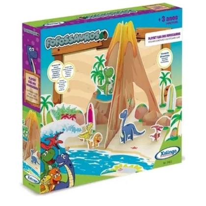 Imagem de Brinquedo Quebra Cabeça Tridimensional Playset Ilha Dos Fofossauros com 30 peças Xalingo 5446.5