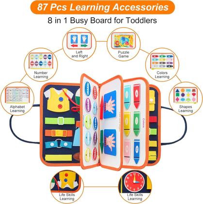 Imagem de Brinquedo sensorial de viagem para crianças Busy Board Freebear de 1 a 4 anos