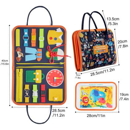 Imagem de Brinquedo sensorial de viagem para crianças Busy Board Freebear de 1 a 4 anos