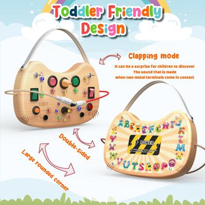 Imagem de Brinquedo sensorial Montessori Toddler Busy Board Flycoost com LED