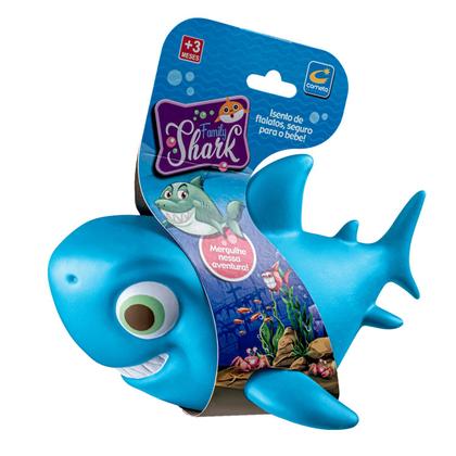 Imagem de Brinquedo Shark Family Vinil Banho Bebê Bichinho De Banheira Tubarão Mordedor Macio Com Cheirinho