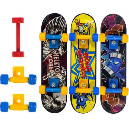 Imagem de Brinquedo Skate De Dedo Miniatura Kit Com 3 - Art Brink