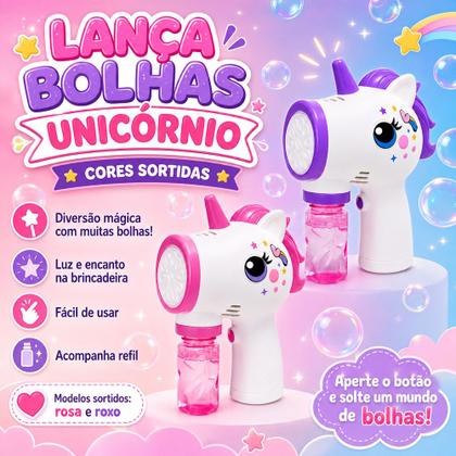 Imagem de Brinquedo Soltar Bolhas de Sabão Elétrico Infantil Unicórnio