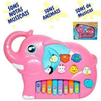 Imagem de Brinquedo Teclado De Brinquedo Elefante Divertido Musical Colorido