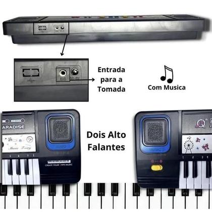Imagem de Brinquedo Teclado Infantil Piano Musical Eletrônico Com Microfone E Fonte Bivolt 37 Teclas - TOYS