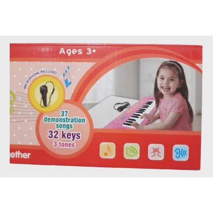 Imagem de Brinquedo Teclado Piano Infantil 32 Teclas Com Microfone (rosa)