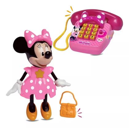 Imagem de Brinquedo Telefone Sonoro Minnie Mouse e Boneca Conta História Elka