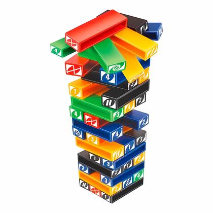 Imagem de Brinquedo Tombou Torre De Empilhar Blocos Perdeu Infantil Educativo Jogo Colorido