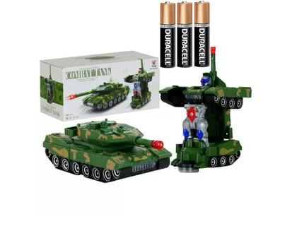 Imagem de Brinquedo Transformers Carro Vira Robo Com Som E Luz Tanque