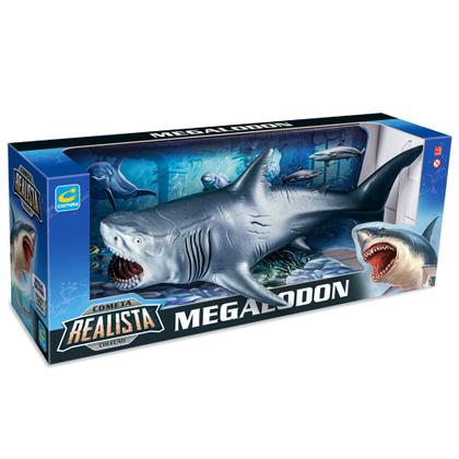 Imagem de Brinquedo Tubarão Megalodon Realista Grande 45cm Em Vinil