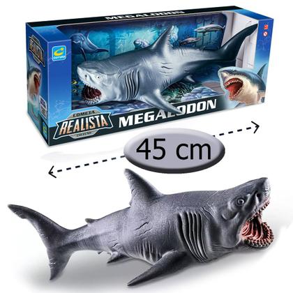 Imagem de Brinquedo Tubarão Megalodon Realista Grande 45cm Em Vinil