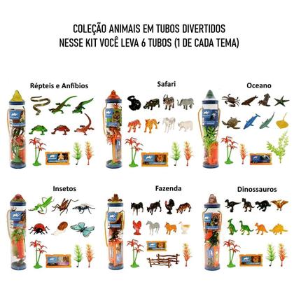 Imagem de Brinquedo Tubos Miniaturas Bichos Colecionáveis x6 Animal Planet