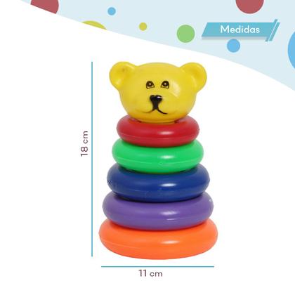Imagem de Brinquedo Ursinho Com Argolas De Montar Empilhar Didático