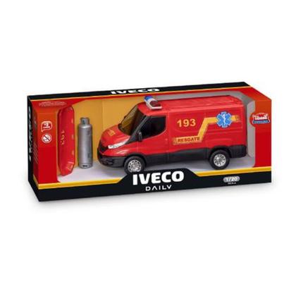 Imagem de Brinquedo Van Iveco Daily Resgate C/ Maca E Cilindro Usual Brinquedos