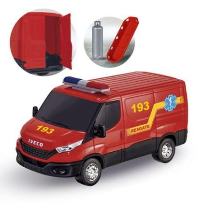 Imagem de Brinquedo Van Iveco Daily Resgate C/ Maca E Cilindro Usual Brinquedos