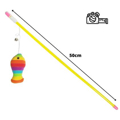 Imagem de Brinquedo Varinha 50cm com Guizo Cordinha e Pelúcia Vareta de Plástico para Brincar com Gato