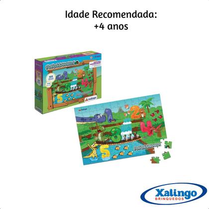 Imagem de Brinquedo Xalingo Quebra-cabeça Cartão Fofossauros Números 100 peças Tamanho 36x24cm - 16287