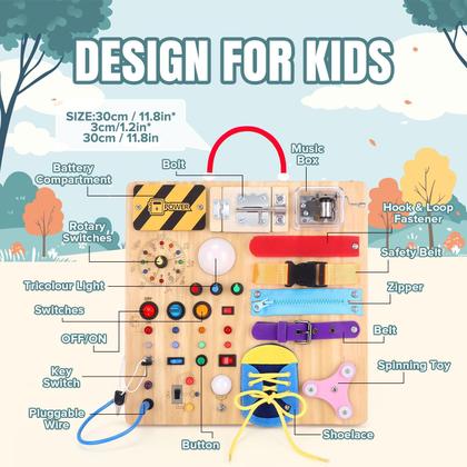 Imagem de Brinquedos Busy Board Grarain Montessori de 1 a 3 anos com 15 interruptores