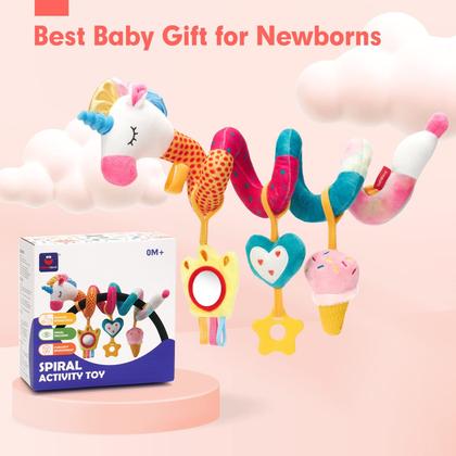 Imagem de Brinquedos de assento de carro Shahaland para bebês de 0 a 6 meses com chocalho e espelho