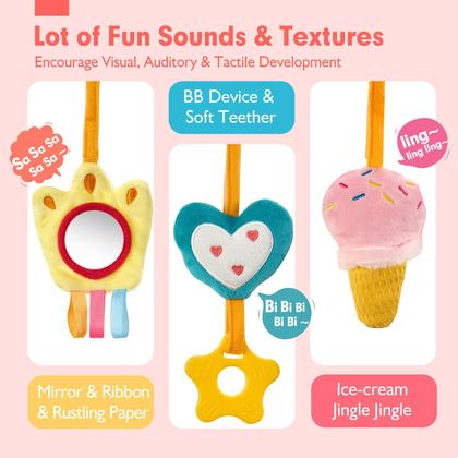 Imagem de Brinquedos de assento de carro Shahaland para bebês de 0 a 6 meses com chocalho e espelho