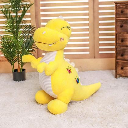 Imagem de Brinquedos de bicho de pelúcia de dinossauro amarelo Boneca de pelúcia fofa de dinossauros macios T-Rex Almofada para meninos e meninas 11”