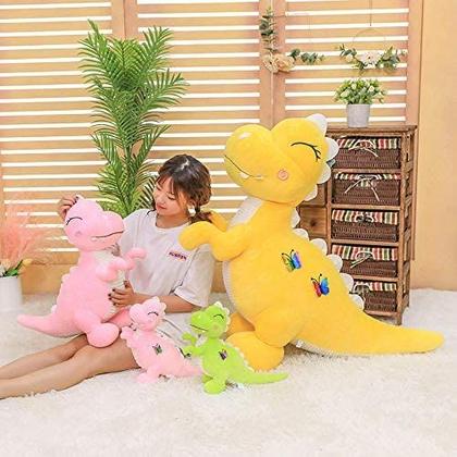 Imagem de Brinquedos de bicho de pelúcia de dinossauro amarelo Boneca de pelúcia fofa de dinossauros macios T-Rex Almofada para meninos e meninas 11”