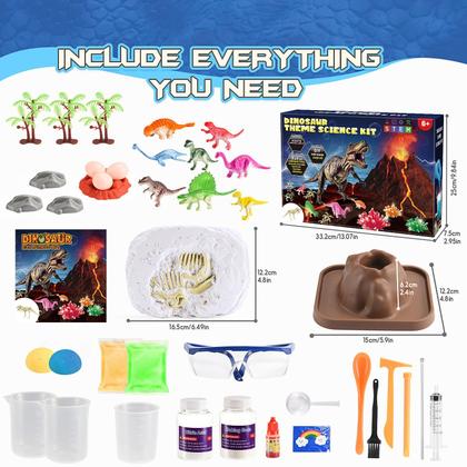 Imagem de Brinquedos de dinossauro para crianças: kits de experimentos científicos faentwc para crianças de 5 a 8 a 12 anos Brinquedo educacional para 6, 7, 8, 9, 10 anos, meninos e meninas, projetos STEM, Dino Dig, Volcano Eruption, Crystal Growing