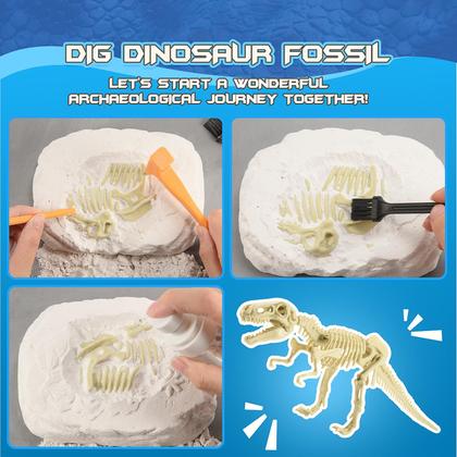 Imagem de Brinquedos de dinossauro para crianças: kits de experimentos científicos faentwc para crianças de 5 a 8 a 12 anos Brinquedo educacional para 6, 7, 8, 9, 10 anos, meninos e meninas, projetos STEM, Dino Dig, Volcano Eruption, Crystal Growing
