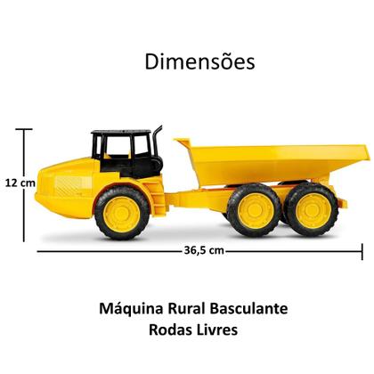 Imagem de Brinquedos de Obras Trator Retro Escavadeira e Caminhão de Terra Levanta Caçamba