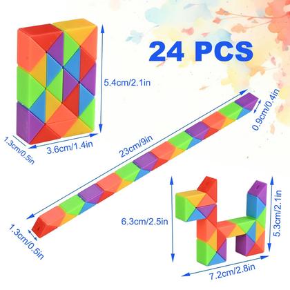 Imagem de Brinquedos de quebra-cabeça GOLDGE Mini Fidget Snake Cube, pacote com 24, crianças de 4 a 8 anos