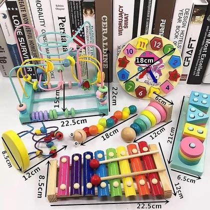 Imagem de Brinquedos educativos pré-escolares Brinquedos de madeira Wokex Conjunto de colunas