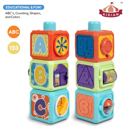 Imagem de Brinquedos empilháveis Flybar Kidian Stack & Learn Cubes 6m+ com música