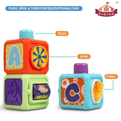 Imagem de Brinquedos empilháveis Flybar Kidian Stack & Learn Cubes 6m+ com música