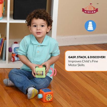 Imagem de Brinquedos empilháveis Flybar Kidian Stack & Learn Cubes 6m+ com música