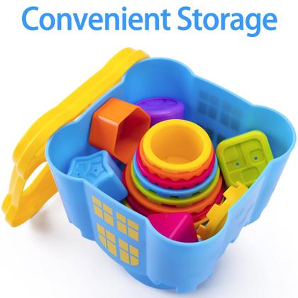 Imagem de Brinquedos empilháveis iPlay iLearn com classificador de formas para crianças de 1 a 3 anos