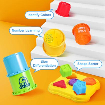Imagem de Brinquedos empilháveis iPlay iLearn com classificador de formas para crianças de 1 a 3 anos