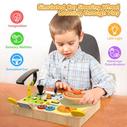 Imagem de Brinquedos infantis Montessori JGOBUB Busy Board com interruptor de luz